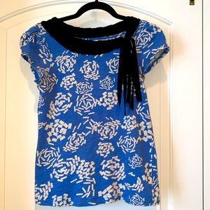 ANTHROPOLOGIE Geometric Top w/ Braided Ribbon Detail